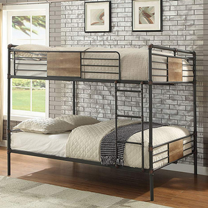 M Bunkbed 006 - Finish: Sandy Black / Hand Brushed Dark Bronze<br><br>Bunkie Board Not Required<br><br>Available in Twin/Full<br><br>Dimensions: 83