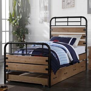 Twin Bed 004 - Finish: Antique Oak<br><br>Optional Trundle<br><br>Dimensions: 79 L X 42 W X 52 H