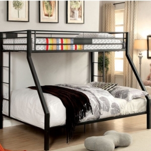 TQ Bunkbed 004 - Finish: Black<br><br>Available in Full/Queen & Queen/Queen<br><br>Dimensions: 82 5/8 L X 62 3/4 W X 65 H
