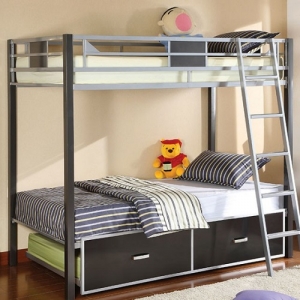 M Bunkbed 043 - Finish: Gun Metal & Chrome<br>Dimensions: 78 3/8