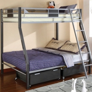 M Bunkbed 044 - Finish: Gun Metal & Chrome<br>Dimensions: 78 3/8