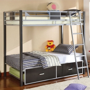 M Bunkbed 054 - Finish: Silver and Gun Metal<br>Dimensions: 78 3/8