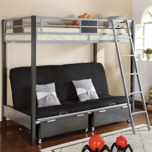 M Bunkbed 046 - Finish: Silver and Gun Metal<br>Dimensions: 78 3/8
