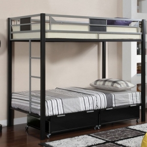 M Bunkbed 048 - Finish: Silver and Black<br>Dimensions: 78 3/8