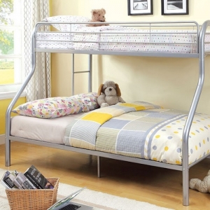 M Bunkbed 011 - Finish: Silver<br>Upper Bed Clearance: 34H<br>Dimensions: 79