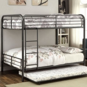 Item # A0339MBB - Trundle Sold Separately<br><Br>Metal Upper Safety Rails<br><Br>Detachable Bunk Bed<br><Br>Sturdy Metal Construction<br><Br>