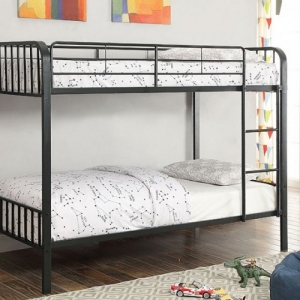 M Bunkbed 032 - Finish: Black<br><br>Twin Over Twin Bunk Bed<br><br>Dimensions: 79
