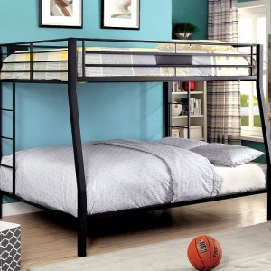 TQ Bunkbed 005 - Finish: Black<br><br>Available in Twin XL/Queen & Queen/QueenDimensions: 82 5/8 L X 62 3/4 W X 65 H