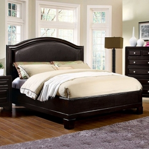 Item # 045Q - Transitional Style<br><br>Platform Bed<br><br>Padded Leatherette H/B<br><br>Slat Kit Included