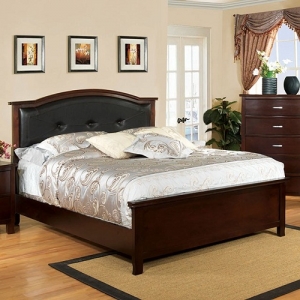 Item # 050Q - Available in Full Size<br><br>The contemporary lines of this bedroom set are accented with solid wood framing around the padded leatherette headboard