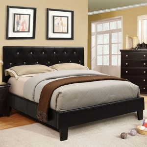 Full Bed 164 - Finish: Upholstered Black Leatherette<br><br>Available in Twin & Queen Size<br><br>Dimensions: 81 1/2 L X 57 1/2 W X 41 H