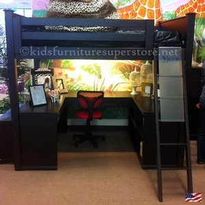 Item # LB087 - Full College Loft Bed with Desk & Storage
