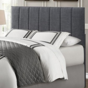 Item # 115HB - Queen/Full Headboard<br><br>Grey fabric with vertical channel seaming<br><br>