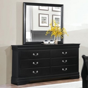Item # 155DR - Traditional style 6 drawer dresser in a burnished black finish with metal glides<br><br>