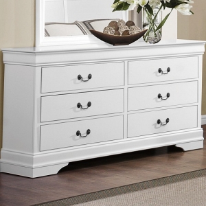 Item # 156DR - Contemporary Style Dresser in Burnished White Finish with metal glides<br><br>