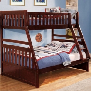 TF Bunkbed 056 - Finish: Dark Cherry<br><br><br><br>Available in Twin/Twin & Full/Full Bunk Bed<br><br>Dimensions: 78 x 56.25 x 65.5H