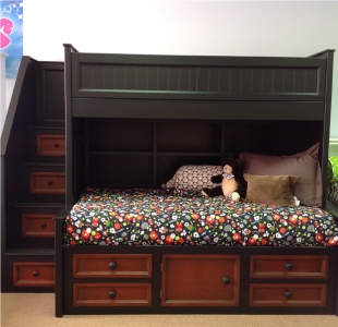 Item # LB085 - Storage in Staircase<br><br>American Made<br><br>Custom Made<br><br>33 Different Color Options<br><br>Available in Twin/Twin, Twin/Full or Full/Full Bunk Bed