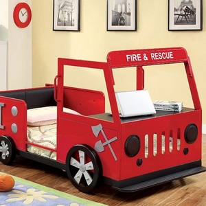Item # 018CARBED - Finish: Red & Black<br><br>Dimensions: 91 3/8 L X 46 5/8 W X 47 H
