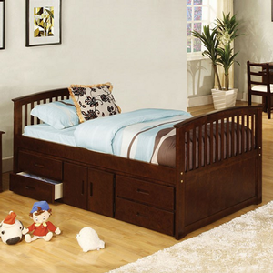 Twin Bed 021 - Finish: Dark Walnut<br><br>Dimensions: 78 L X 44 W X 35 1/2 H