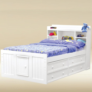 Twin Bed 009 - Finish: White<br><br>Also available in Walnut, Pecan and Black<br><br>Available in Full Size<br><br>Dimensions: 86 W x 55 D x 53 H