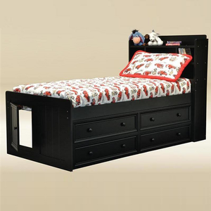 Twin Bed 007 - Finish: Black<br><br>Also available in White, Walnut, Dark Pecan and Pecan<br><br>Dimensions: 86 W x 40 D x 53 H