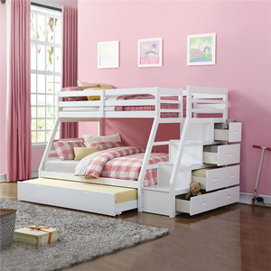 TF Bunkbed 068 - Finish: White<br><br>Available in Espresso<br><br>Slat Kit Included<br><br>Trundle Included<br><br>Dimensions: 98