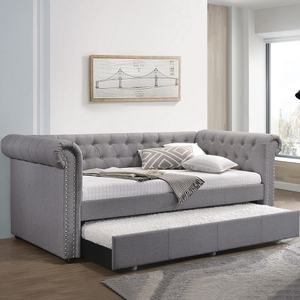 Item # A0139WD - Finish: Smoke Gray Fabric<br><br>Dimensions:<br><br>Daybed:96W x 43D x 39H<br><br>Trundle: 76W x 41D x 12H 