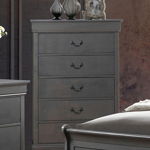 Item # 317CH - Style Contemporary<br>
Color/Finish Gray<br>
Material Solid wood, wood veneer, others<br>
Hardware Pewter hanging pulls<br>
Product Dimension Chest 31 1/2