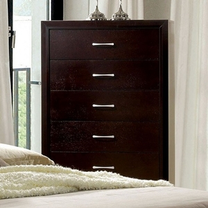 Item # 321CH Espresso Chest - Style Contemporary<br>
Color/Finish Espresso<br>
Material Replicated wood, others<br>
Hardware Nickel Bar Pulls<br>
Product Dimension Chest 37