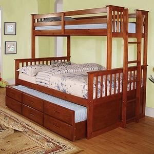 TF Bunkbed 095 - Finish: Oak<br><br>Available in Dark Walnut Finish<br><br>Dimensions: 80 1/4 L X 58 W X 71 1/2 H