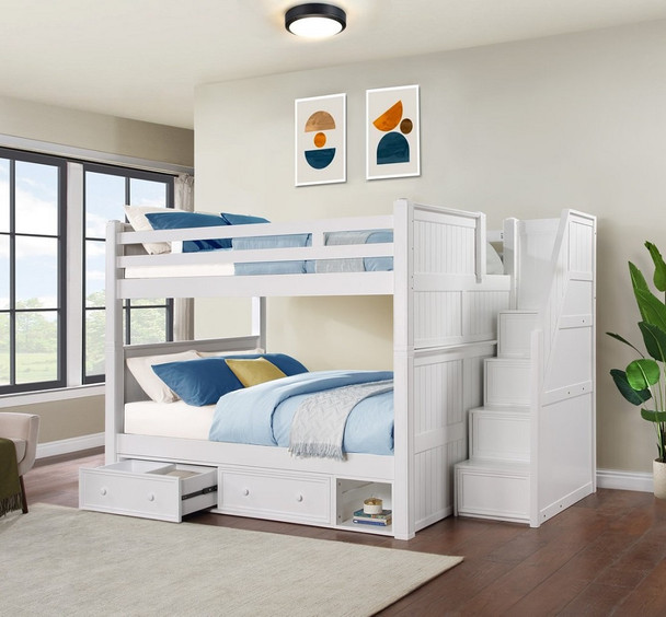 White bunk bed at Kids Furniture Store Los Angeles showroom