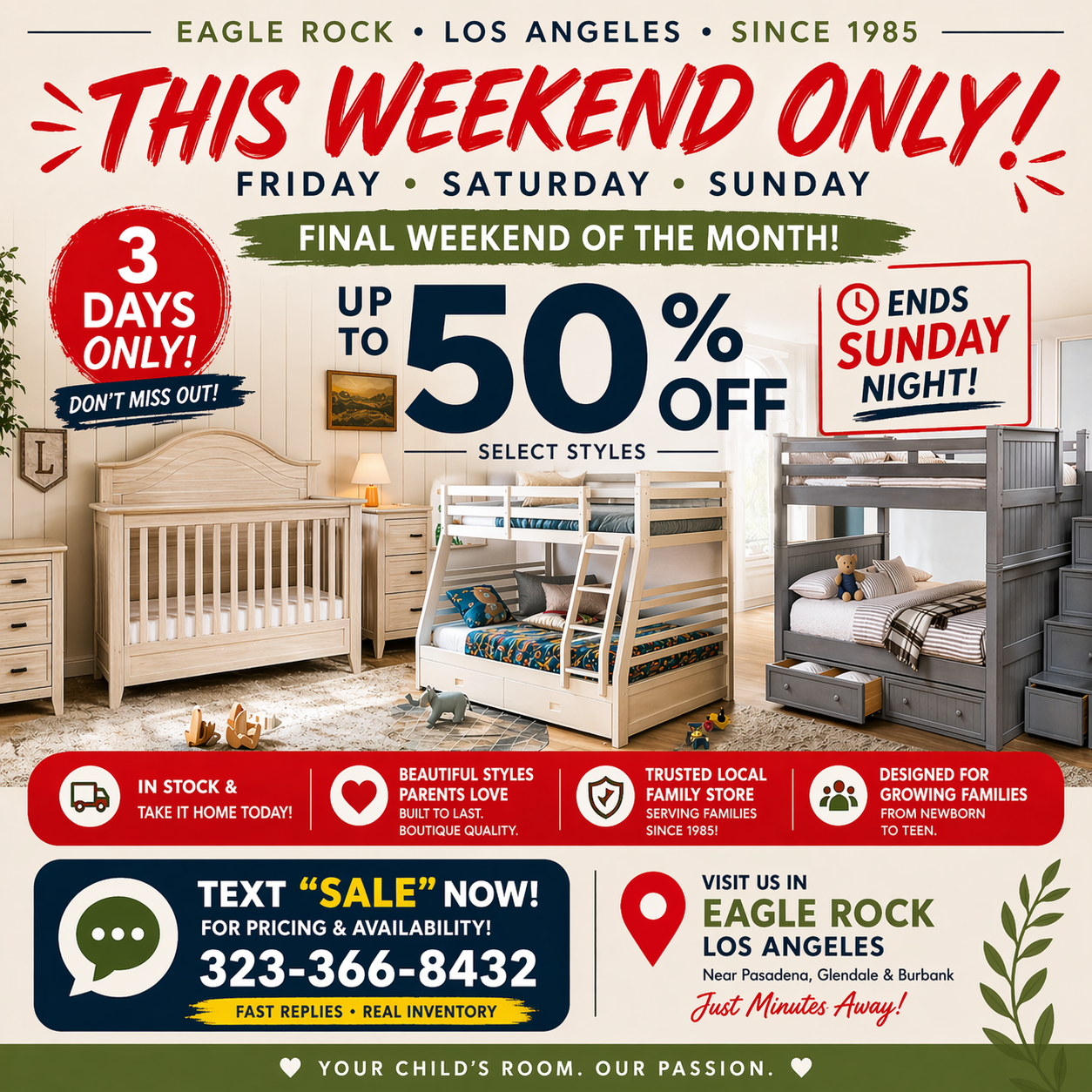 Kids Furniture Sale Los Angeles Bunk Beds Cribs Gliders Up to 50 Percent Off