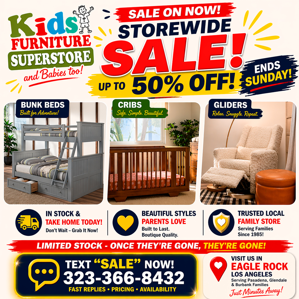 Kids Furniture Sale Los Angeles Bunk Beds Cribs Gliders Up to 50 Percent Off