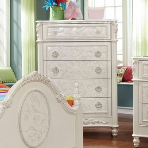 Item # 018CH Antique Style 5 Drawer Chest - Finish: Off-White<br><br>Dimensions: 37-5/8