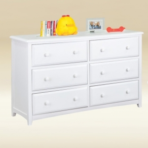 Item # 053- 1021W Six Drawer Dresser with Two Dividers in White