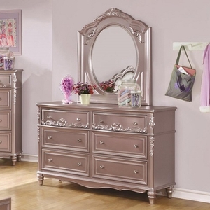 Item # 060DR 6 Drawer Dresser in Metallic Lilac - Finish: Metallic Lilac<br><br>Available in White<br><br>Dimensions: 56W x 19.25D x 36.25H