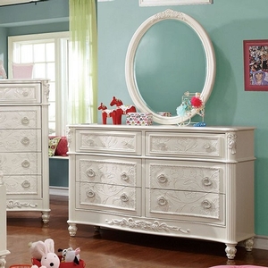 Item # 080DR Antique Style Dresser - Finish: Off-White<br><br>**Optional Mirror**<br><br>Dimensions: 55-3/8