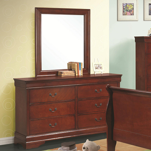 Item # 235DR 6 Drawer Dresser - Finish: Red Brown<br><br>Dimensions: 61