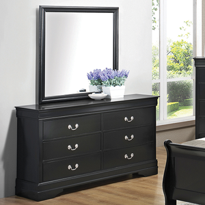 Item # 240DR 6 Drawer Dresser in Black - Finish: Black<br><br>Mirror Sold Separately<br><br>Available in Cappuccino, White & Red Brown<br><br>Dimensions: 58.25