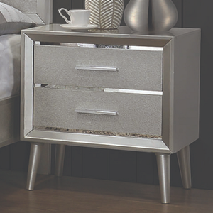 Item # A0358NS - Finish: Metallic Sterling<br><br>Felt lined top drawers<br><br>Round tapered wooden legs<br><br>Dimensions: 23.50 W x 16.50 D x 25.57 H