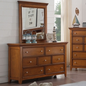 Item # 261DR Kaylen Collection 7 Drawer Dresser - Finish: Cherry Oak<br><br>Available in White<br><br>Dimensions: 58