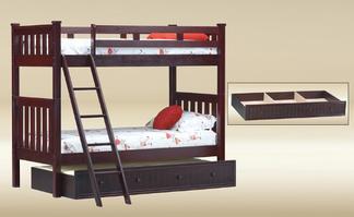 BT309-WA Twin over Twin Temple Bunk Bed in Walnut