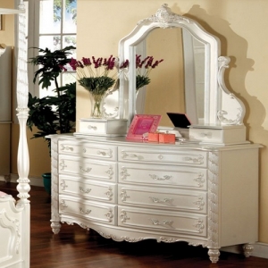 Item # A0045M - Finish: Pearl White with Gold Accents<br><br>Dresser Sold Separately<br><br>Dimensions: 46 5/8