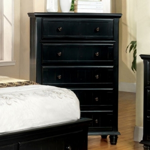 Item # 055CH Black 5 Drawer Chest - This updated cottage design chest comes with full extension ball bearing drawers, delivering style along with accessibility.