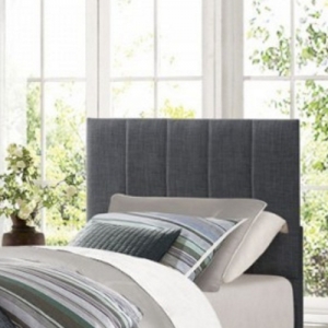 Item # 118HB Twin Grey Headboard - Grey fabric with vertical channel seaming<br><br>