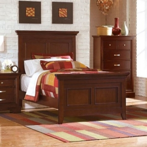 Item # A0298T - Finish: Warm Cherry<br>Available in Also available in Full, Queen, Eastern King and California King<br>Dimensions: Headboard: 54H, Footboard: 28H