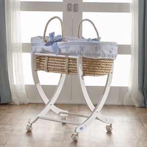 Blue Moses Basket - Available in Gray, Pink & Mint