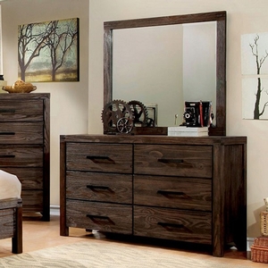 Item # 276DR Rustic Brown Dresser - Style Rustic<br>
Color/Finish Wire-brushed rustic brown<br>
Material Solid wood, others, wood veneer<br>
Hardware Bronze bar pull<br>
Product Dimension Dresser 58