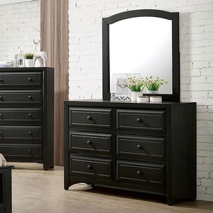 Item # 265DR Dark Gray 6 Drawer Dresser - Style Transition<br>
Color/Finish Dark gray<br>
Hardware Wooden round knobs<br>