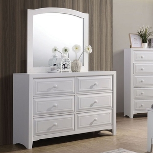 Item # 266DR White Dresser - Style Transitional<br> Color/Finish White<br> Hardware Round wooden knobs